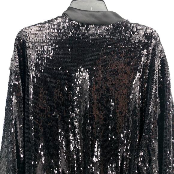 SANCTUARY Women's Sloan Sequined Bomber Jacket 1X Black Long Sleeve NWT - Picture 7 of 11